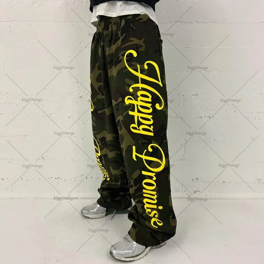 2025 Hip Hop Harajuku Streetwear Trousers American Retro Y2K Camouflage Sweatpants Women Trendy Casual Wide Leg Pants Jogger Men