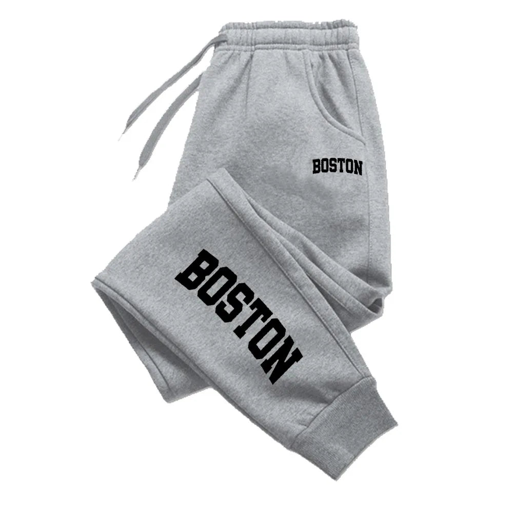 BOSTON Sweatpants Sport New Jogger Casual Autumn Trouser Letter Prints Print Pant Woman 2025 Drawstring Pocket