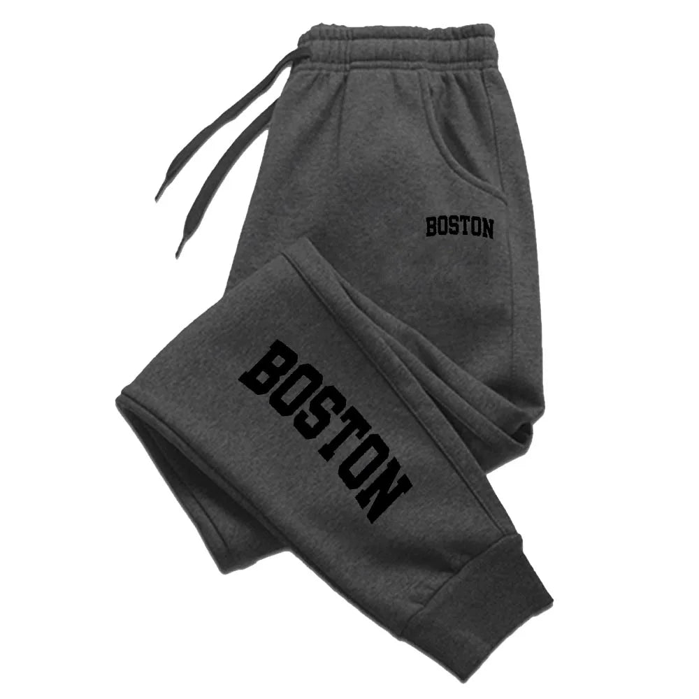 BOSTON Sweatpants Sport New Jogger Casual Autumn Trouser Letter Prints Print Pant Woman 2025 Drawstring Pocket