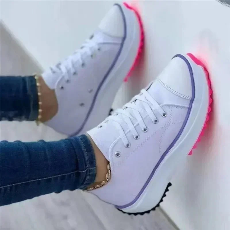 Women's Vulcanized Shoes 2025 New Luxury Brand Platform Womens Shoes Spring and Summer Trendy Casual Cross Lace Up Women's Shoes