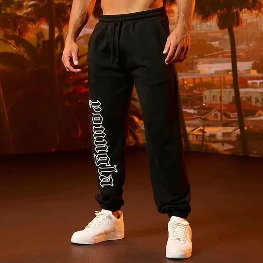 Joggers Gym Sports Fitness Men's Sweatpants Fashion Men's Clothing American Style Casual Pants Mid Waist Drawstring Trousers