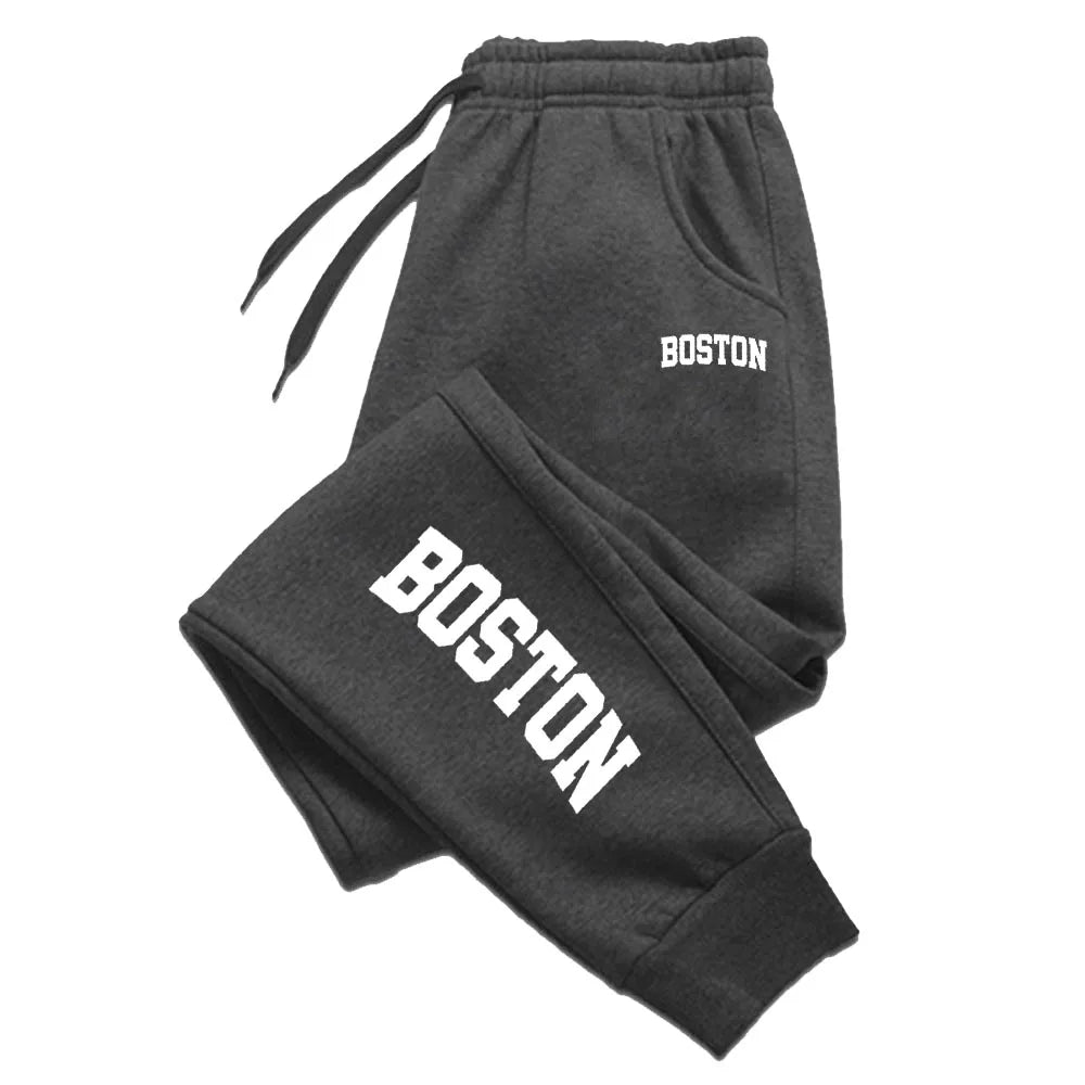 BOSTON Sweatpants Sport New Jogger Casual Autumn Trouser Letter Prints Print Pant Woman 2025 Drawstring Pocket