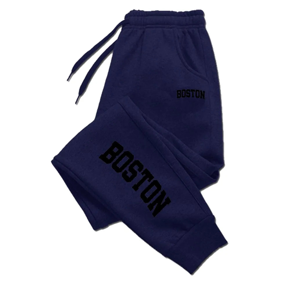 BOSTON Sweatpants Sport New Jogger Casual Autumn Trouser Letter Prints Print Pant Woman 2025 Drawstring Pocket