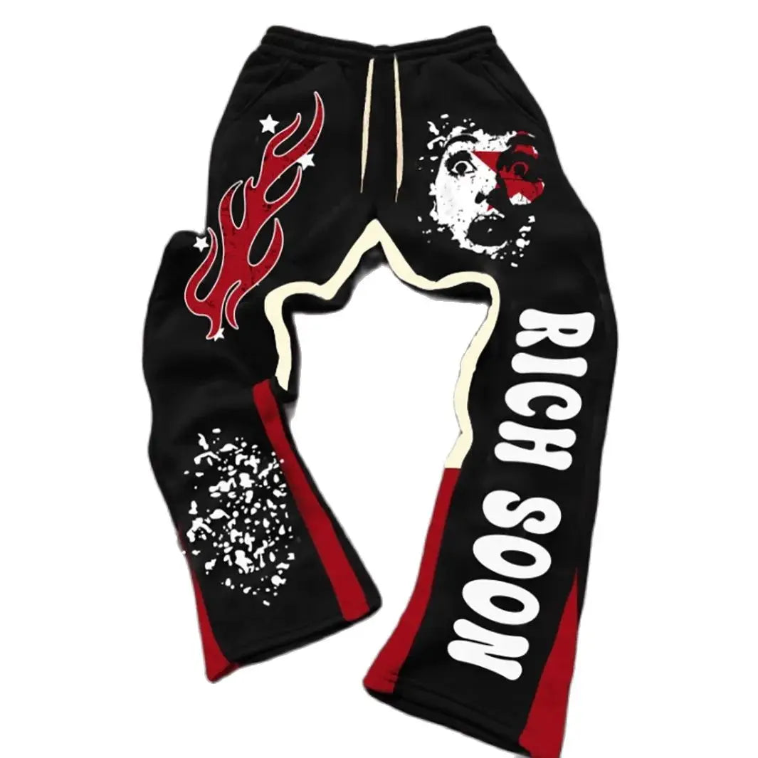 Men's styled "RICH SOON" sweatpants