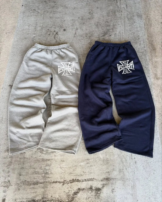 Fashion trend brand High street sports sweatpants men Y2k loose straight pants Hip hop American winter couple Goth vintage pants