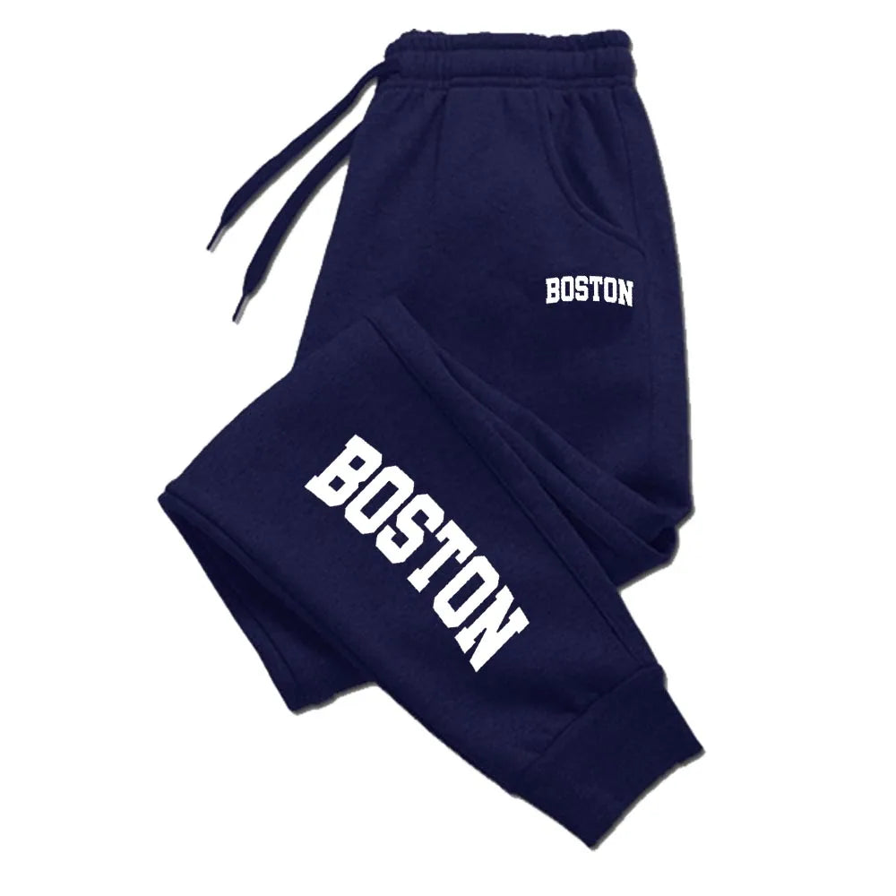 BOSTON Sweatpants Sport New Jogger Casual Autumn Trouser Letter Prints Print Pant Woman 2025 Drawstring Pocket