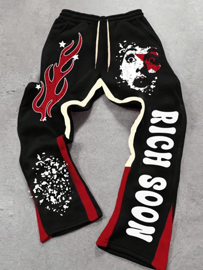 Men's styled "RICH SOON" sweatpants